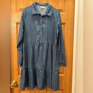 Linda Anderson Denim Blue Long Sleeve Dress
